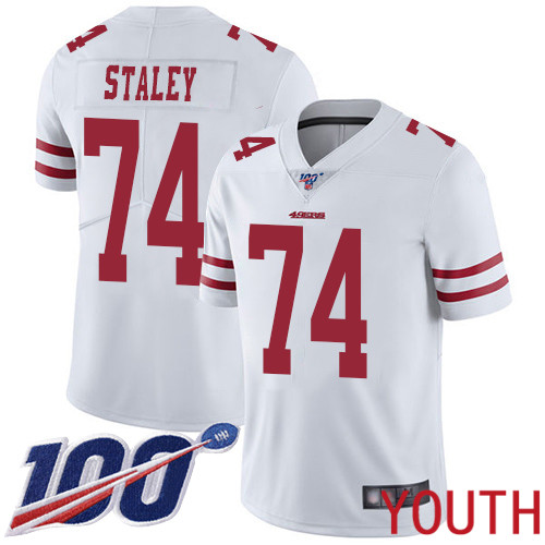 San Francisco 49ers Limited White Youth Joe Staley Road NFL Jersey 74 100th Season Vapor Untouchable